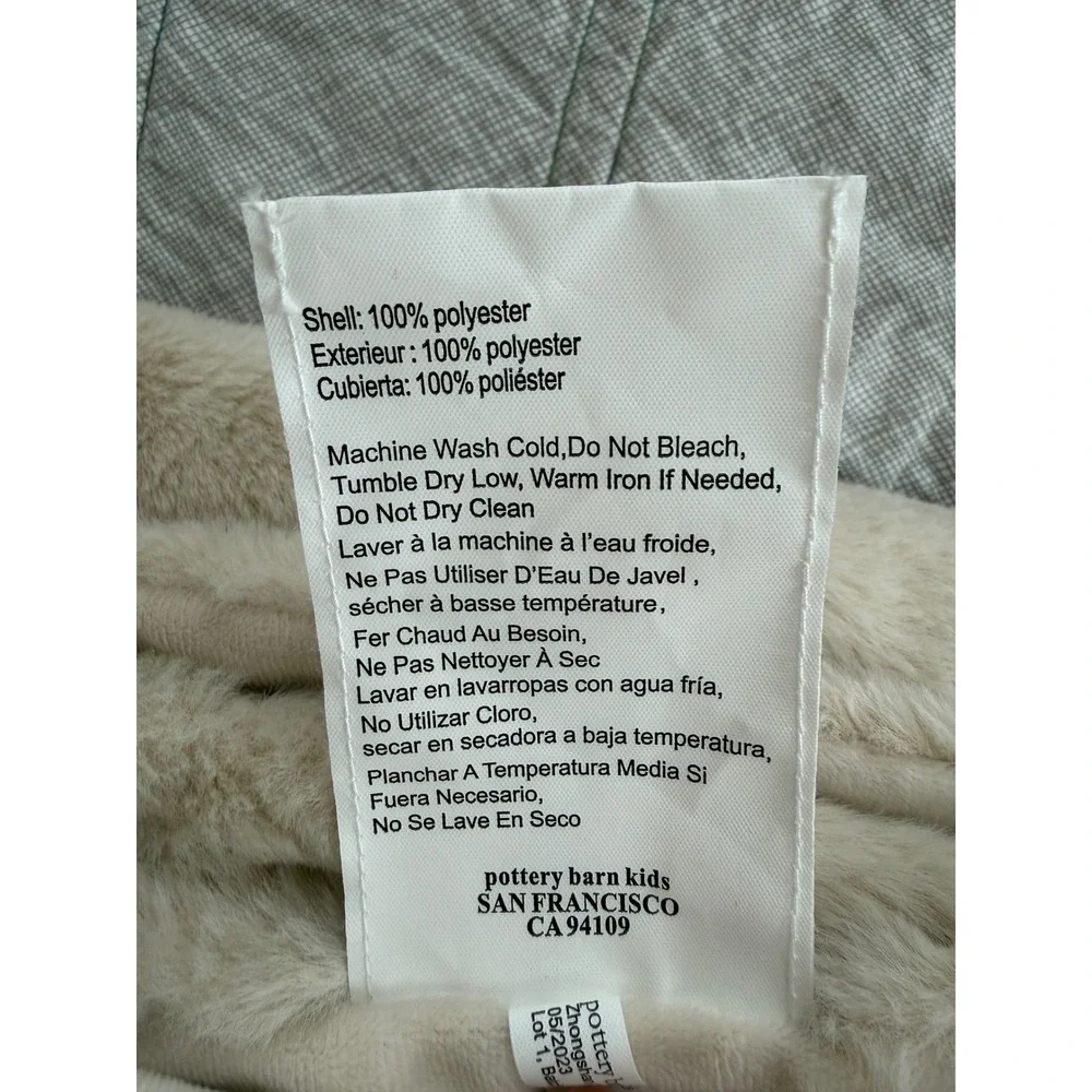 Pottery Barn Kids Faux Fur Baby Stroller Blanket Tan Beige Plush 40x26